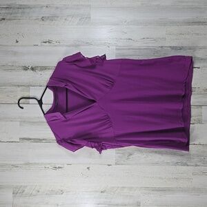3/$15 dots purple vneck blouse with ruffled sleeves women's plus size 1X
